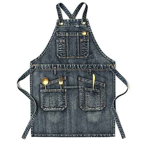 Jeanerlor - Washing Style Work Hairdresser Apron with Pockets for Women and Men