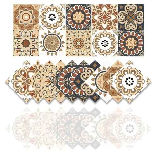 Self-Adhesive Vintage Moroccan Tile Decals Peel and Stick DIY Wall Backsplash Stickers Decorative Murals for Kitchen/Bathroom/Home D?cor, Pack of 10