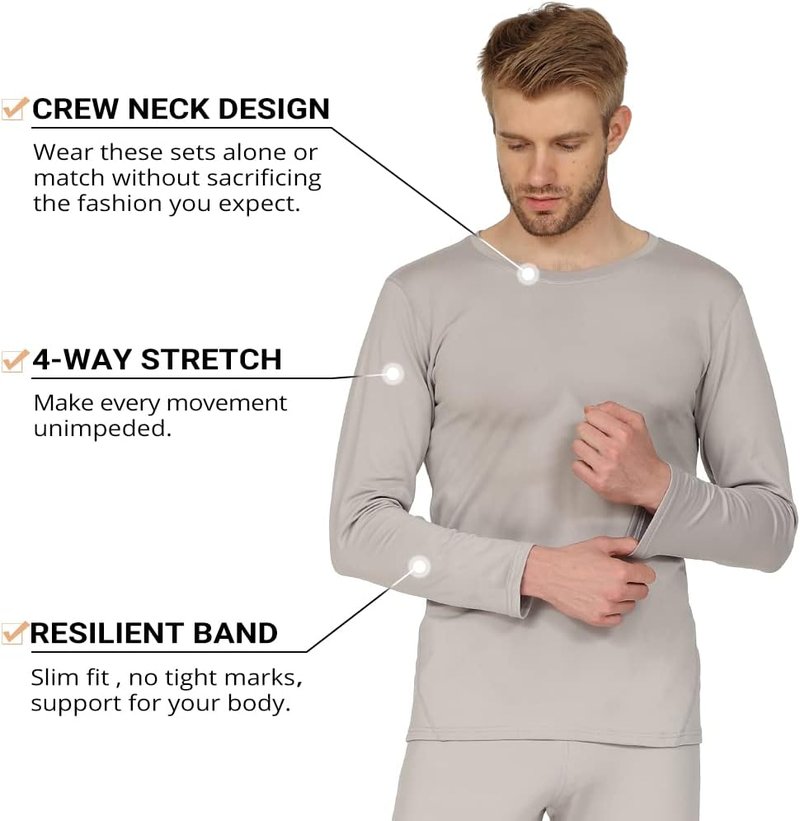 Long Johns Thermal Underwear for Men - Fleece Lined Base Layer Set for Skiing, Hunting | Winter Warmth