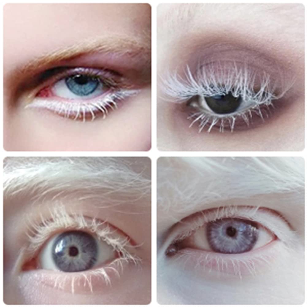 outopen White False Eyelashes Halloween White Eye lashes Extension Tools Anime Cosplay Makeup Natural Looking Masquerade Party Eyelashes (A01-White 2 Pairs(Upper&Bottom))