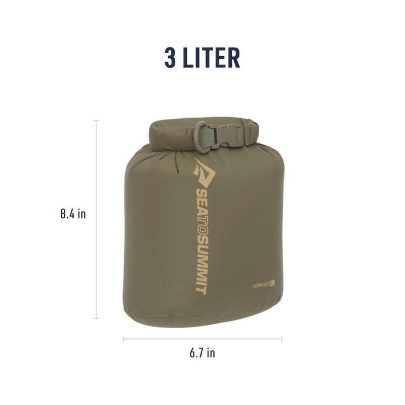 Sea to Summit Lightweight Dry Bag, Multi-Purpose Dry Storage, 3 Liter, Olive Green