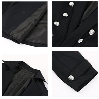 BITSEACOCO Mens Vintage Victorian Steampunk Jacket, Gothic Renaissance Medieval Frock Coat Cosplay Halloween Costume Tailcoat (black, S)