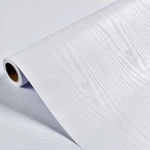 White Wood Wallpaper - White Wood Contact Paper - Peel and Stick Wallpaper Modern ? Self-Adhesive Removable Wall Paper for Cabinets Countertop Furniture Kitchen Wall, Easy to Clean 17.7¡±¡¿78.8¡± Vinyl