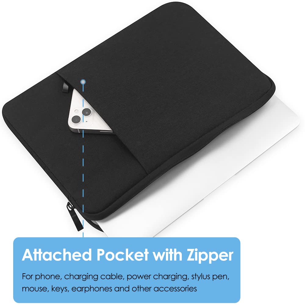 ProElife 13-Inch Laptop Sleeve Case for 2025-2022 MacBook Air 13.6 inch with Apple M4 M3 M2 Chip & MacBook Pro 13.3 inch M2 Chip Accessory Traveling Carrying Canvas Bag Cover Simple Case (Black)