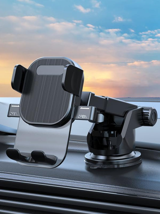 Car Phone Holder Mount, Air Vent Universal Car Mount with Retractable Base for Dashboard and All Smartphones, Black