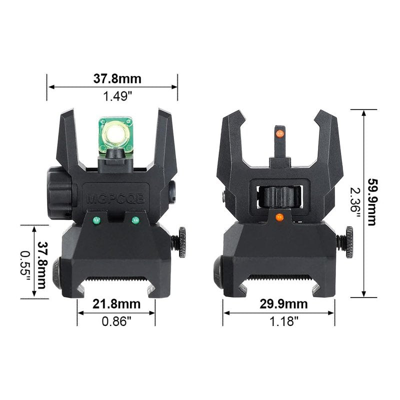 ohhunt Fiber Optic Sights Foldable Flip Up Sights Back up Sight Polymer Fiber A15 (Black 3)