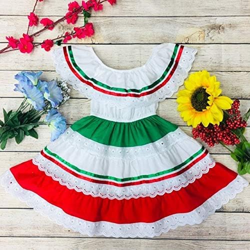 unik Girl's Traditional Mexican Cinco De Mayo Fiesta Dress Red Size 12