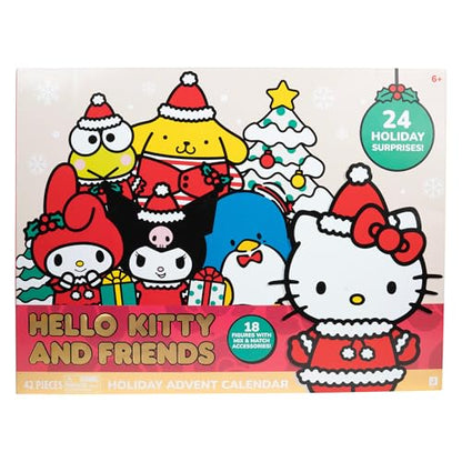 Jazwares Hello Kitty and Friends Holiday Advent Calendar - 24 Exclusive Items - Seasonal Toys for Kids - Officially Licensed Sanrio Product from Ages 6+