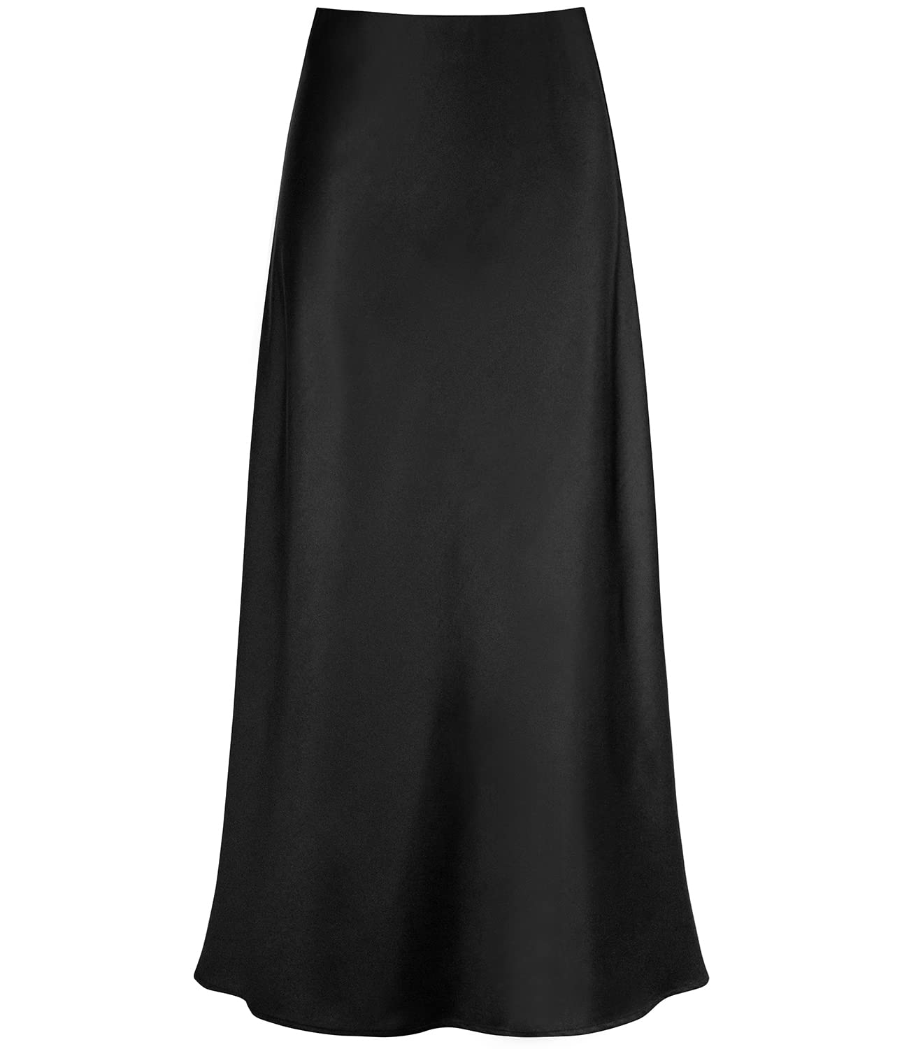 Outoshe Women's Satin High Waisted Maxi Skirts Hidden Elasticized Waistband A Line Long Skirt (Black, 3X-Large, 18)
