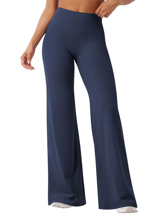 YEOREO Workout Leggings Womens No Front Seam Straight Leggings 33" High Waist Buttery Eddiy Gym Yoga Pants Navy Blue XL