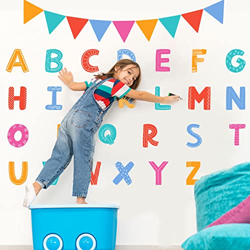 Letter Wall Stickers for Boys Girls Bedroom, Vinyl Peel and Stick Decals with Banner, Colorful Wall Decor