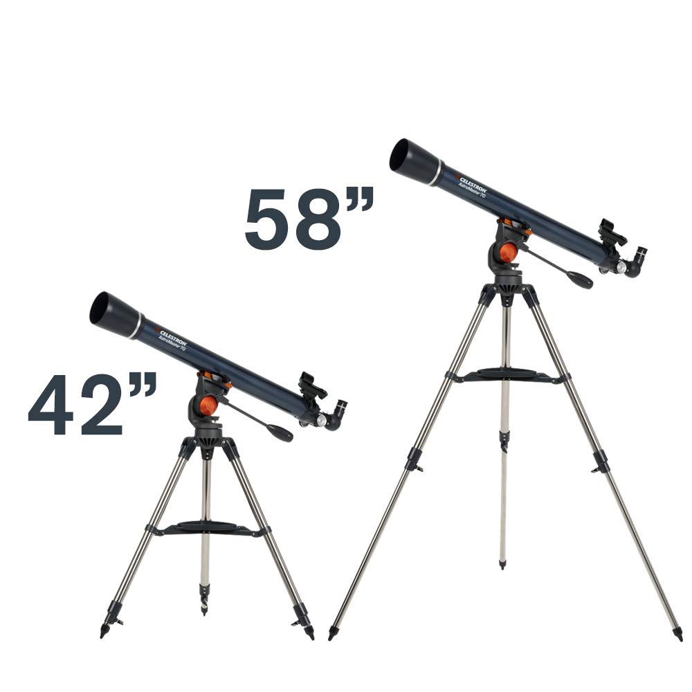 Celestron – AstroMaster 70AZ Telescope – Refractor Telescope – Fully-Coated Glass Optics – Adjustable-Height Tripod – Bonus Astronomy Software Package