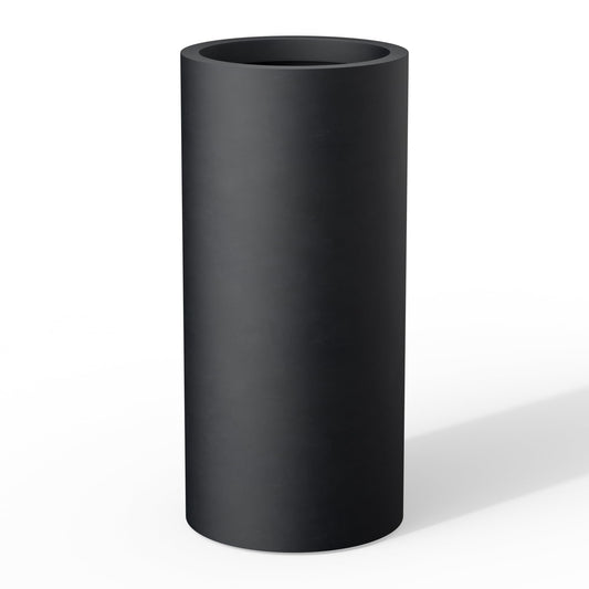 Kante 23.6 Inch Tall Cylindrical Planter, Large Round Plant Pots with Drainage Hole, Made with Concrete, Suitable for Indoor Outdoor Plants, Home Decor, Black