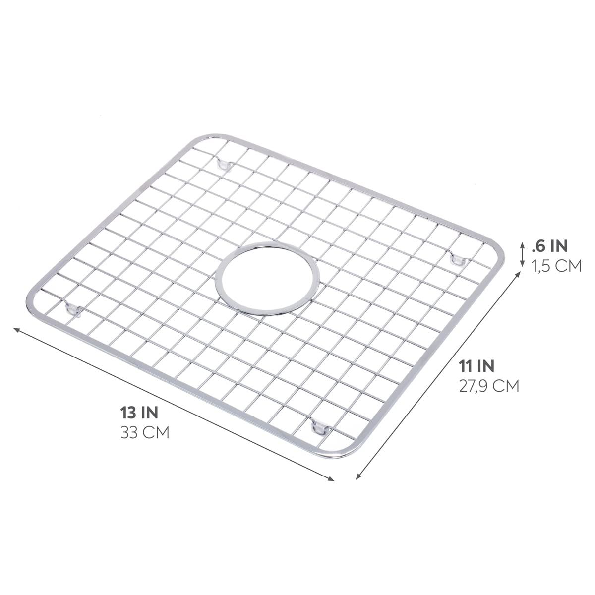 InterDesign Sink Grid with Hole, Polished Stainless Steel, 12.75x11 inches