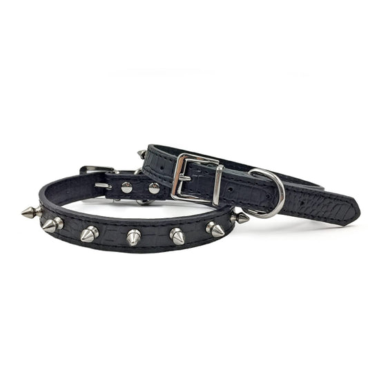 Enjoying Spiked Cat Collar, Leather Spikes Dog Collars for Cats Small Dogs, Adjustable Pet Collar with Rings, Black XS