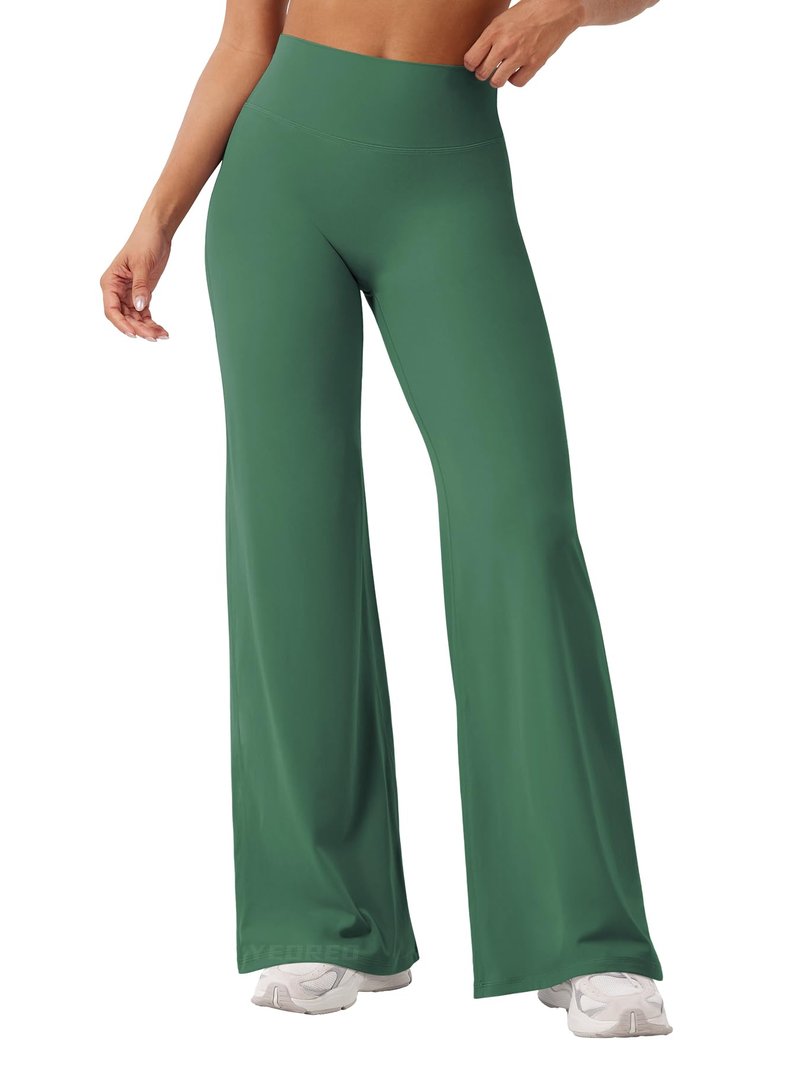 YEOREO Workout Leggings Womens No Front Seam Straight Leggings 31.5" High Waist Buttery Eddiy Gym Yoga Pants Dark Green XXL