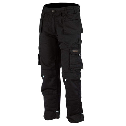 WrightFits Men Pro-11 Work Trousers Black - Heavy Duty Safety Combat Cargo Pant - Multi Pockets & Knee Pad Pockets - Triple Stitched -Durable Work wear (34W X 33L, Black)