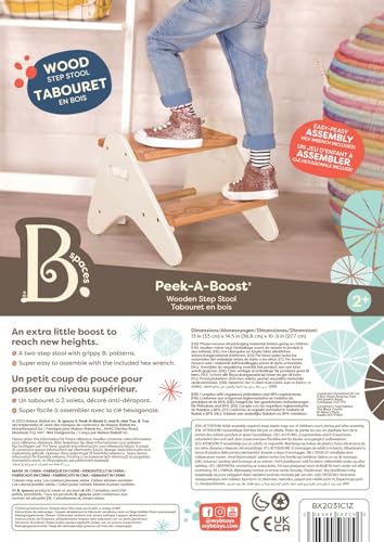 B. toys – Step Stool for Kids – Ivory & Wood Stepping Stool – Furniture for Toddlers – Peek – A – Boost – 2+ Years
