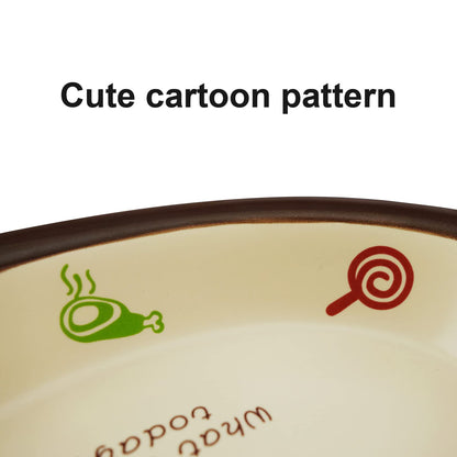 TTCAT Oval Ceramic Cat Food Bowl,Cute Cartoon Pattern, Dog& Cat Basic Bowl, Small Pet Feeding Dishes for Cat, Kitten, Small Dog, Dishwasher Safe…