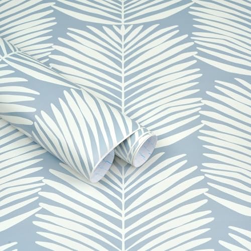 Kitico Peel and Stick Wallpaper Blue Wall Paper Boho Self Adhesive Removable Wallpaper for Bedroom Bathroom Leaf Contact Paper for Cabinets and Drawers Coastal Wallpaper 16.1''x78.7''