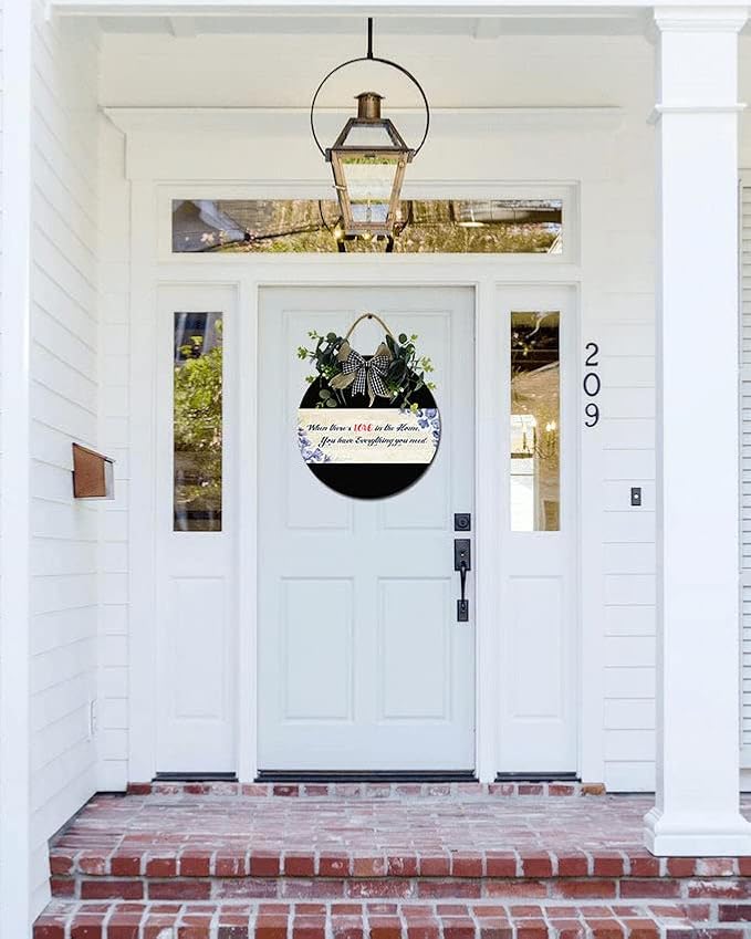 You Have Everything Front Door Sign Funny Wreaths Hanging Wooden Plaque Decoration Round Rustic Wood Farmhouse Porch Decor for Home Front Door Decor, 11 x 11 Inch