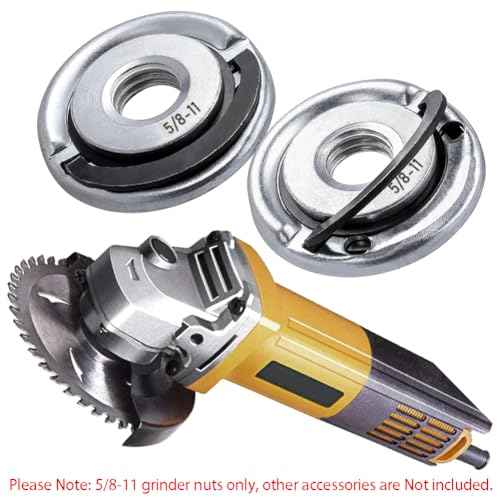 2Pcs Angle Grinder Flange Nuts with 5/8-11 Inch Thread, Quick Change Grinder Flange Locking Nut Metal Angle Grinder Nut for Replacement/Fixing Cutting Discs