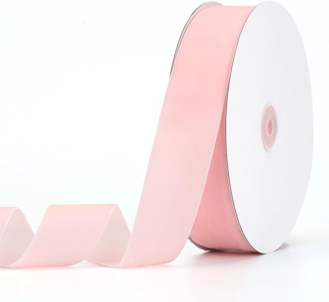 Light Pink Velvet Ribbon 2" x 20Yd,Great for Gift Wrapping,Hair Bows Making, Wreaths,Wedding and Christmas Party Decoration (Light Pink 2")