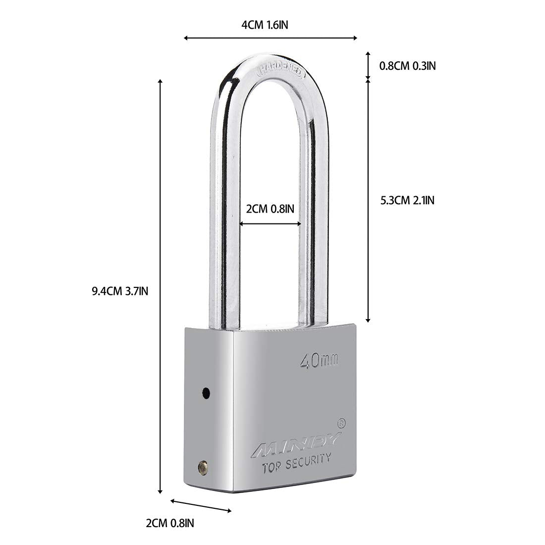 40mm Long Shackle Padlocks for Outdoor Use All Weather Resistant, Alloy Steel Heavy Duty Lock with 4 Keys