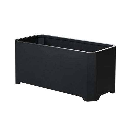 GJWCVL Steel Planter Box-32"x15"x15"-Rectangular Planters for Outdoor Plants, Black Matel Planter Box Raised Support Feet for Patio, Deck, Garden, Yard, Drain Holes, Easy Assembly