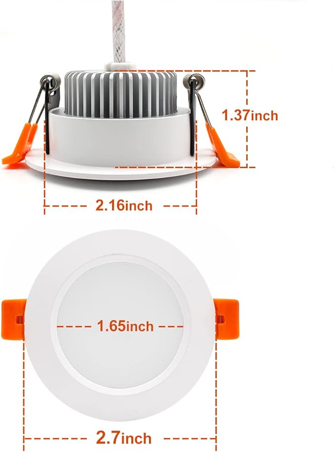 YGS-Tech 2 Inch LED Recessed Lighting, Dimmable Downlight 3W(35W Halogen Equivalent), CRI80, 5000K Daylight White Ceiling Light with LED Driver(4 Pack)