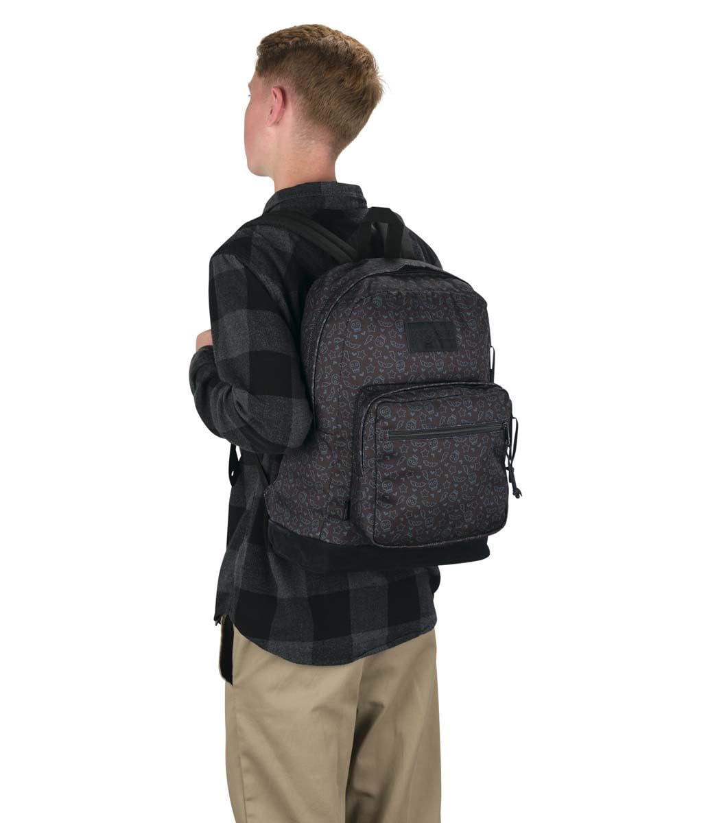 JanSport Right Pack Premium Backpack - Daypack with 15" Laptop Sleeve, Main Compartment & Water Bottle Pocket, Subtle Skull