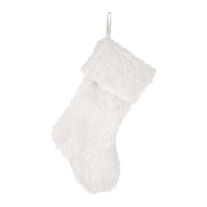 Glithome 21" L White Plush Christmas Stocking with Hooked Xmas Stocking for Christmas Decorations and Party Accessory