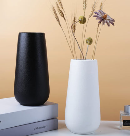DECORPIA Premium Quality Black Ceramic flower Vase | Home Decor, Vases for Flowers, Farmhouse, Modern, Aesthetic, Bohemian, Pampas Vase