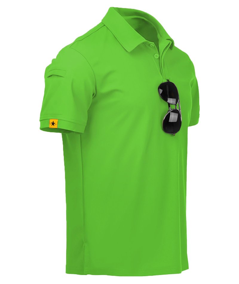 ZITY Mens Polo Shirt Short Sleeve Sports Tactical T-Shirt Athletic Golf Polos Daily Casual Stylish Collared Shirts for Men Neon Green 3X-Large