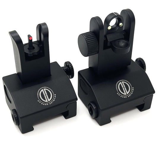Dagger Defense (Veteran Owned Company) Fiber Optic BUIS Backup Iron Sights for use on Standard Picatinny Rails. Spring Loaded. Use with red dots and Reflex Sights.