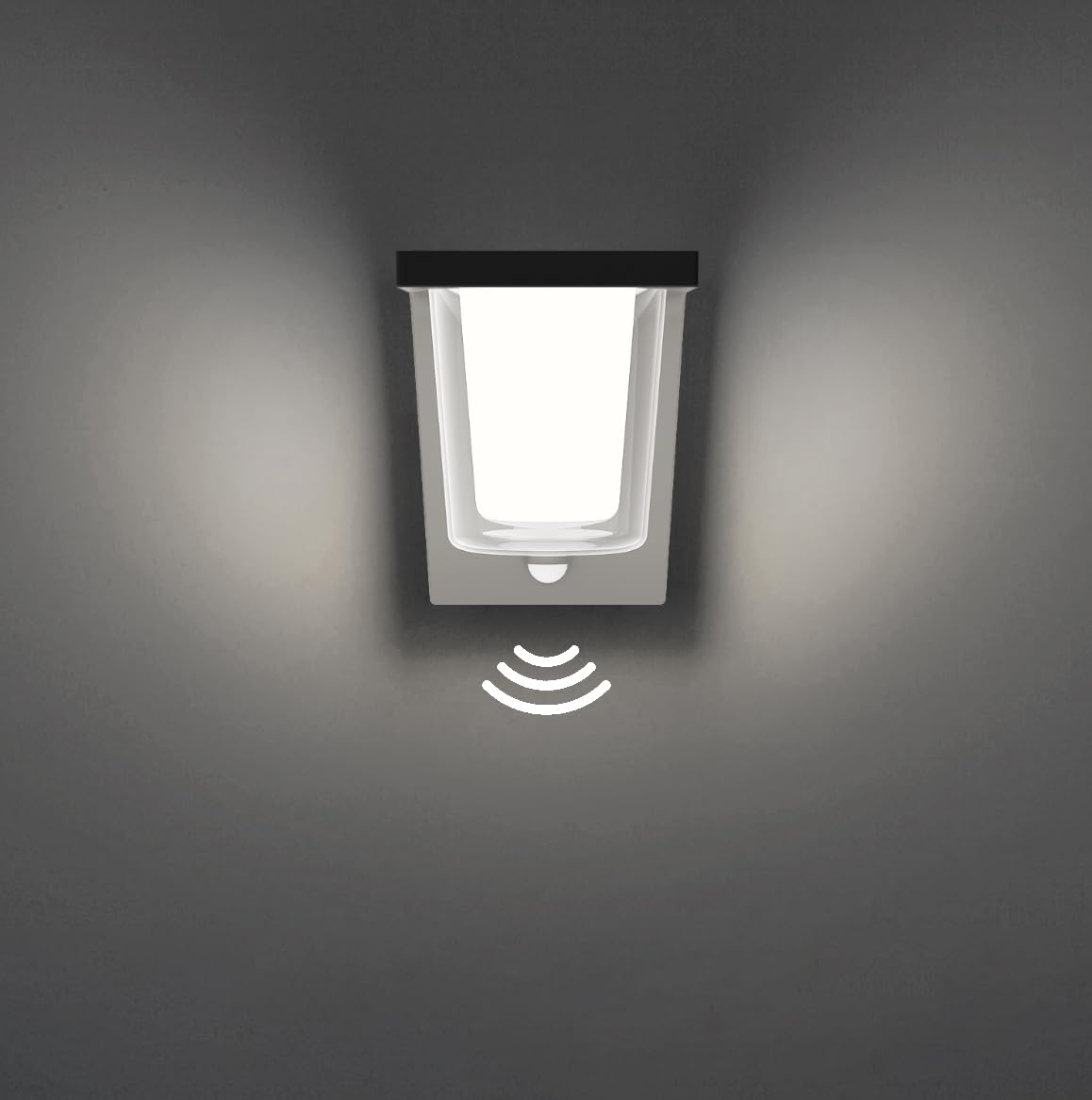 FLORNIA LED Outdoor Wall Light with Motion Sensor, Outside Wall Light Main Powered with PIR, External Garden Weatherproof Aluminium Lamp (900LM 13.5W 4000K IP44)