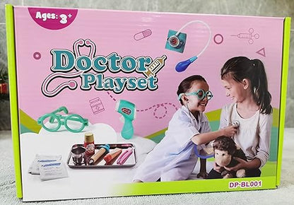 EFO SHM Kids Doctor Sets Role Play Toys Dentist Doctor's Case Children's Medical Wooden Toy with Real Stethoscope Doctor's Coat for Boys Girls