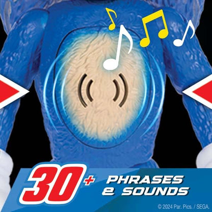 Sonic The Hedgehog 3 Ultimate Talking Sonic 34cm / 12-Inch Figure, Features 30+ Iconic and Humorous Phrases and Sounds from the Movies, Light-Up Eyes and Quills