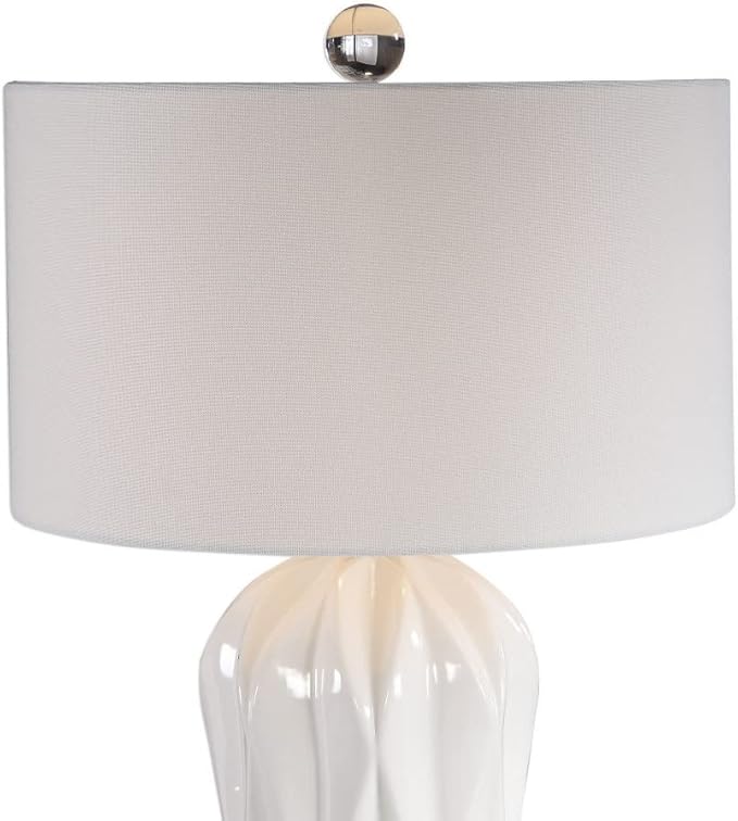 Uttermost Malena Glossy White Glaze Ceramic Table Lamp