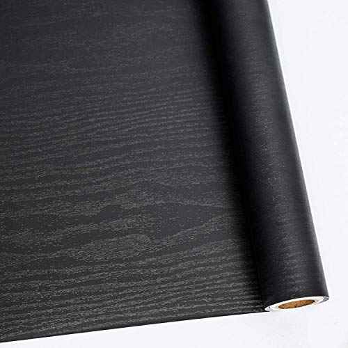 Abyssaly Black Wood Peel and Stick Paper 35.6 in X 118 in Decorative Self-Adhesive Contact Paper Film for Furniture Easy to Clean Thickening Upgrade Increase Stomata and Reduces Bubble Generation