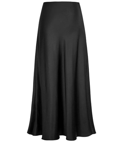 Outoshe Women's Satin High Waisted Maxi Skirts Hidden Elasticized Waistband A Line Long Skirt (Black, 3X-Large, 18)