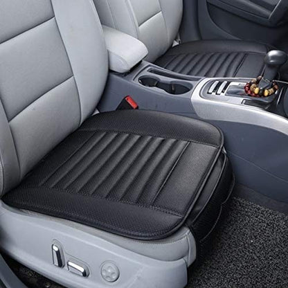 Fifth Gear 3pc Universal Front and Rear PU Leather Black Car Seat Cushion Cover Set Anti Slip Breathable Car Seat Pad Bamboo Charcoal Seat Protector Non Slip