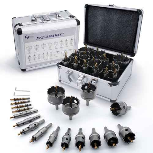 Pro Edge 20pcs Carbide Hole Saw Kit for Hard Metal, TCT 1/2"-2-1/4" Hole Cutter Set for Stainless Steel, Iron, Alloy, Aluminum, with Two Extra Titanium Plated Pilot Center Drill and Two L-Wrench