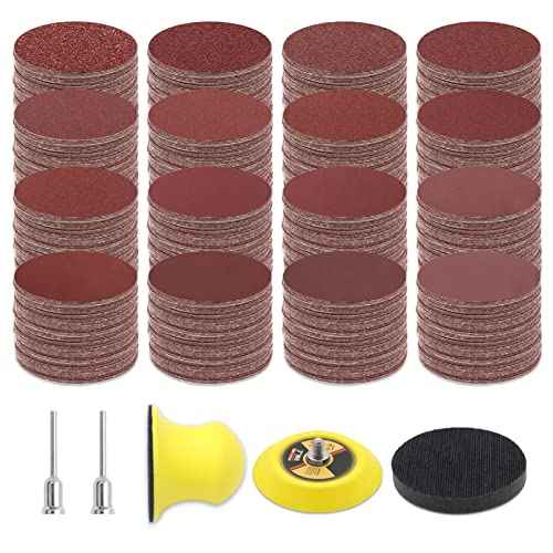 325 PCS 3 Inch Sanding Discs pad, SIJDIEE Hook and Loop 40-2000 Grit Assorted Drill Grinder Rotary Tools Attachment with 1/8 Inch Shanks Backing Pad, Soft Foam Buffering Pad and Hand Sanding Block