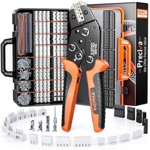 Preciva Crimping Tool Connector kit - AWG28-16/0.08-1.5mm©÷ Ratcheting Crimper with 620Pcs Connectors and 1600Pcs Pins | Crimp Tool for Dupont, JST, ATX, EPS, PCIE, SATA Series