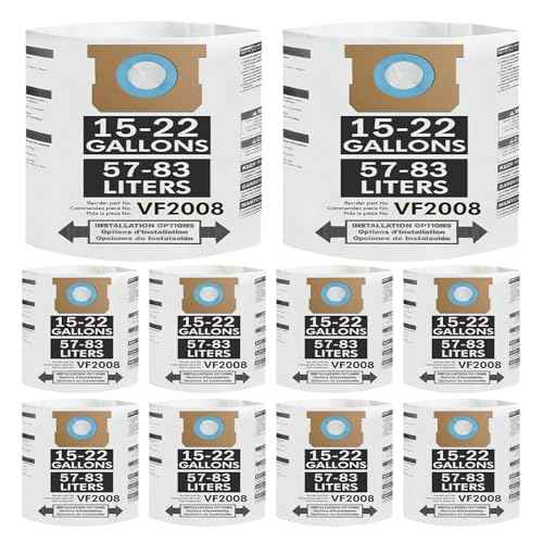 10 Pack Replacement Vacuum Bag Compatible with Shop Vac 15-22 Gallon Vac Dust Bags,Type G 90663 9066300;Type J 90673 9067300,VF2008 Vacuum Disposable Collection Filter Bag