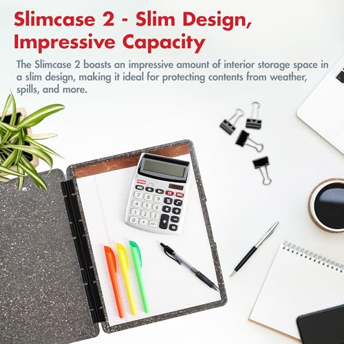 Dexas Slimcase 2 Plastic Clipboard with Storage and Side Opening, Heavy Granite, Office Supplies Clipboards to Organize, Carry and Store, A4 Holder, Nursing Clipboards