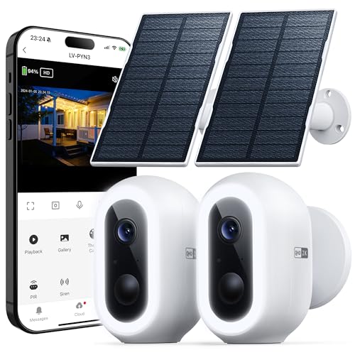 Laview 2K Solar Security Cameras Wireless Outdoor, Rechargeable Battery Wifi Cameras for Home Security with Spotlight Color Night Vision,Siren Alarm,AI Human Detection,IP65,2-Way Talk,Cloud/SD Storage