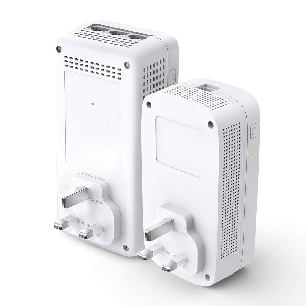 TP-Link TL-WPA8631P KIT AV1300 Gigabit Passthrough Powerline Adapter, Dual-Band WiFi Extender, up to 1300Mbps Speed, Internet Booster, Extra Power Socket, Works with OneMesh, No Configuration Required