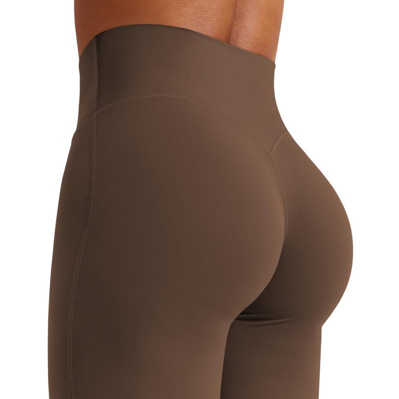 YEOREO Workout Leggings Womens No Front Seam Straight Leggings 31.5" Thin Fleece High Waist Buttery Eddiy Gym Yoga Pants Brown S
